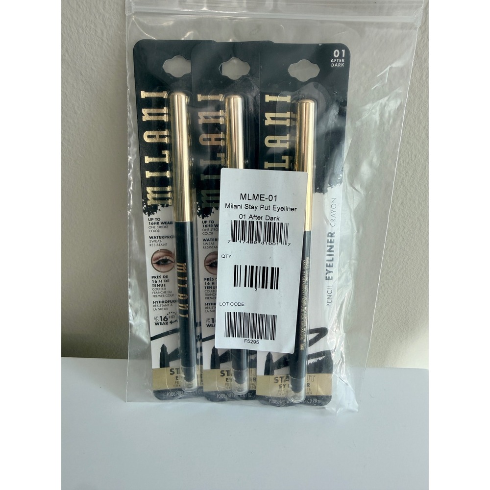 Milani Stay Put Eyeliner 3 Pack 0.01oz 01 After Dark Black Waterproof NWT